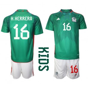 Mexiko Hector Herrera #16 Hemmaställ Barn VM 2022 Kortärmad (+ Korta byxor)